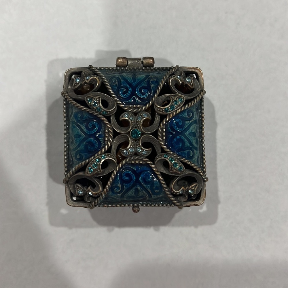 Vintage Hand painted box with crystals (signed 2004)